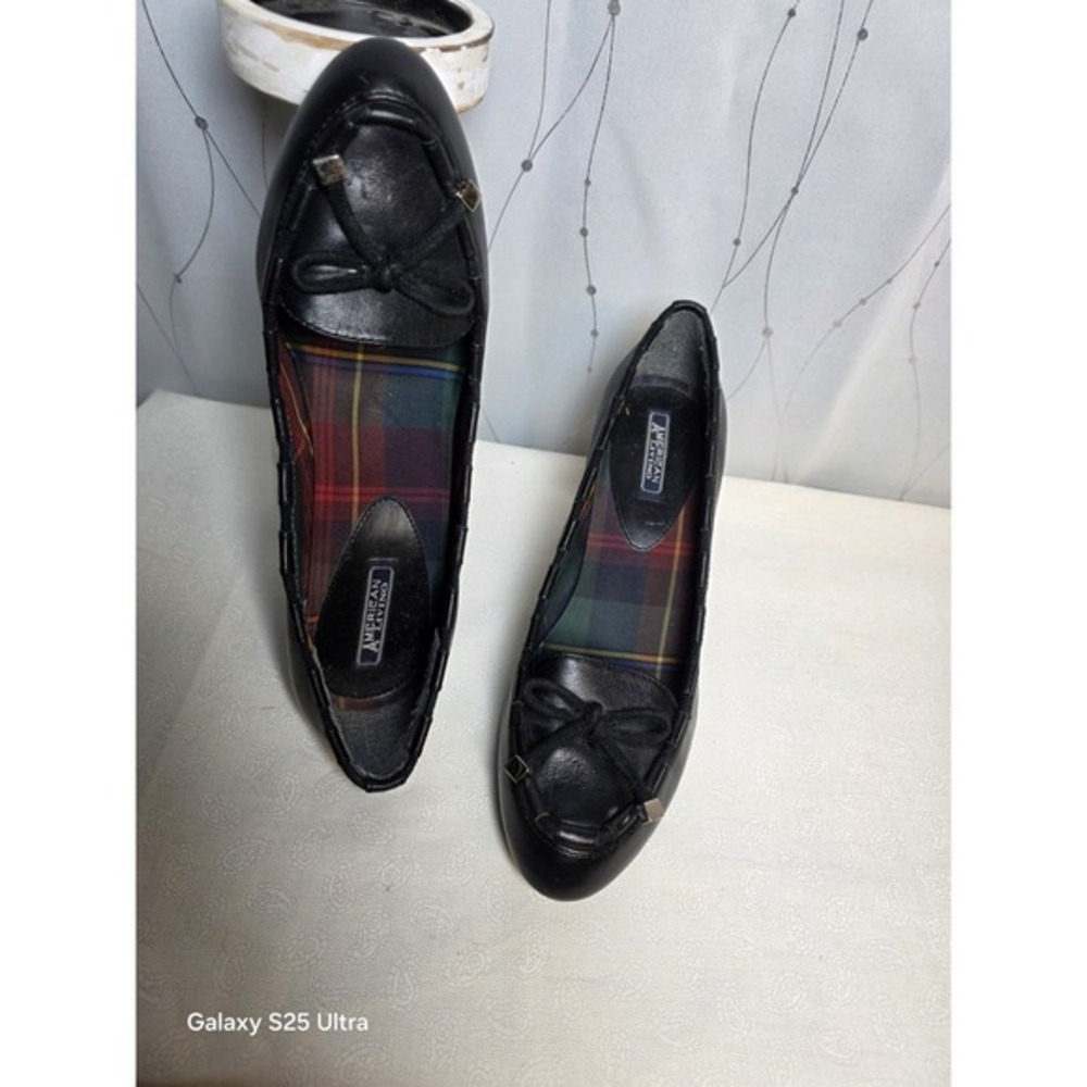 American Living Ralph Lauren Women Heel 7 Leather Black Classic Vintage Coquette